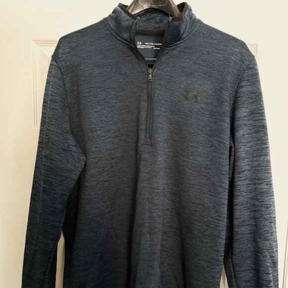 Under Armour Men’s ColdGear Loose Fit Heathered Blue Qtr Zip Pullover, Size L - Picture 1 of 4